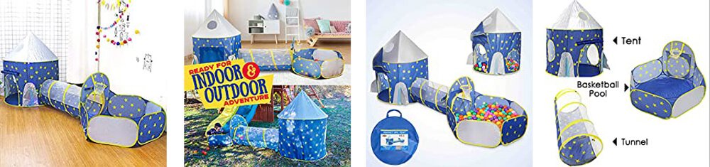 3 In 1 Kids Play Tent With Tunnel