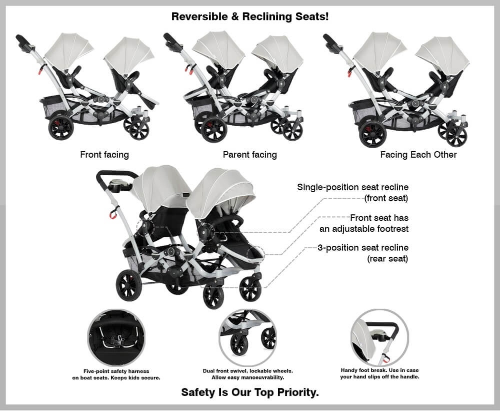 Double stroller seats 2024 facing each other