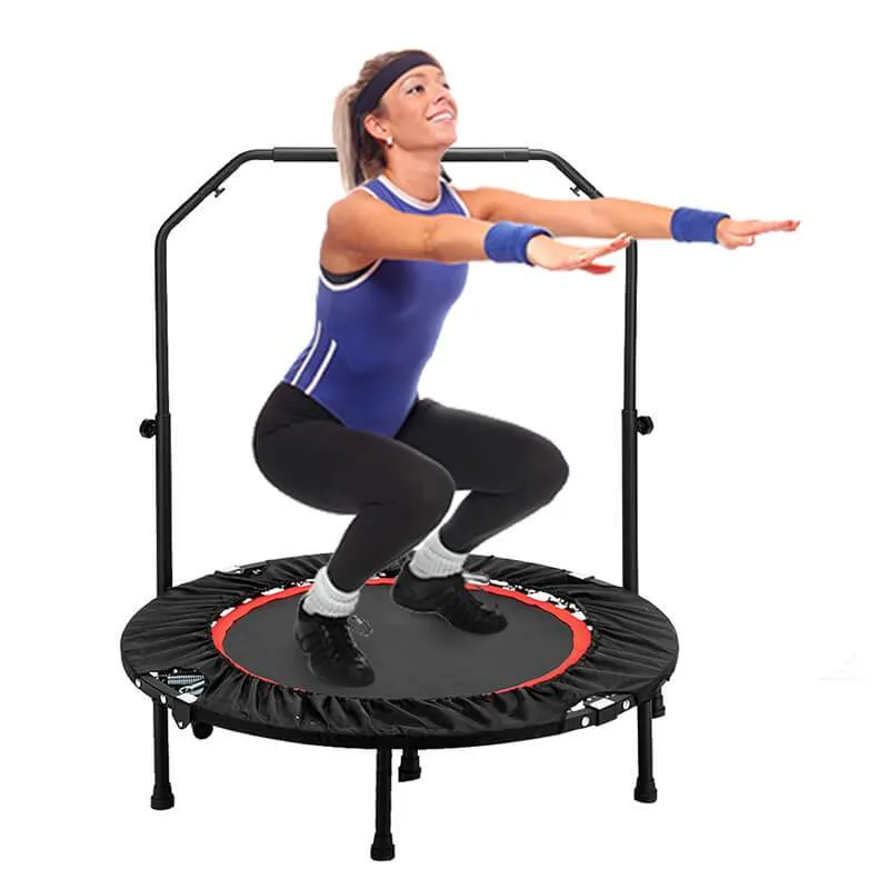 Fitness Trampoline With Handlebar Exercise Bounce For Adults